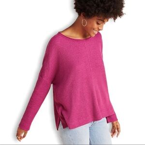 Anthropolgie Nori Purple Waffle Thermal Drop Sleeve Top Medium OB1088757